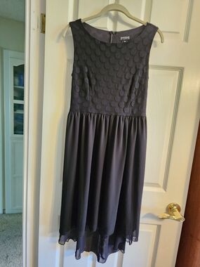 Enfocus Studio Black Polka Dot Textured High-Low Dress Suze 10